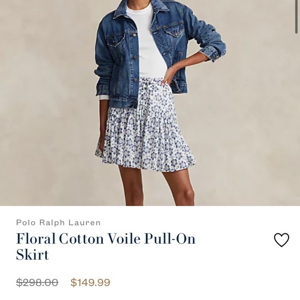 Polo Ralph Lauren Floral Cotton Voile Pull-On Skirt size 4 nwt